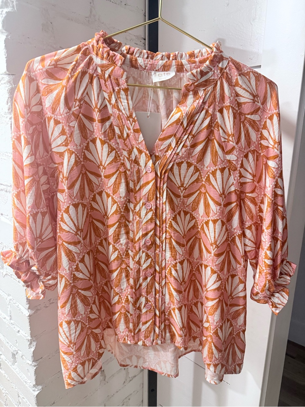 NWT FATE Pink & Rust Printed Peasant Blouse